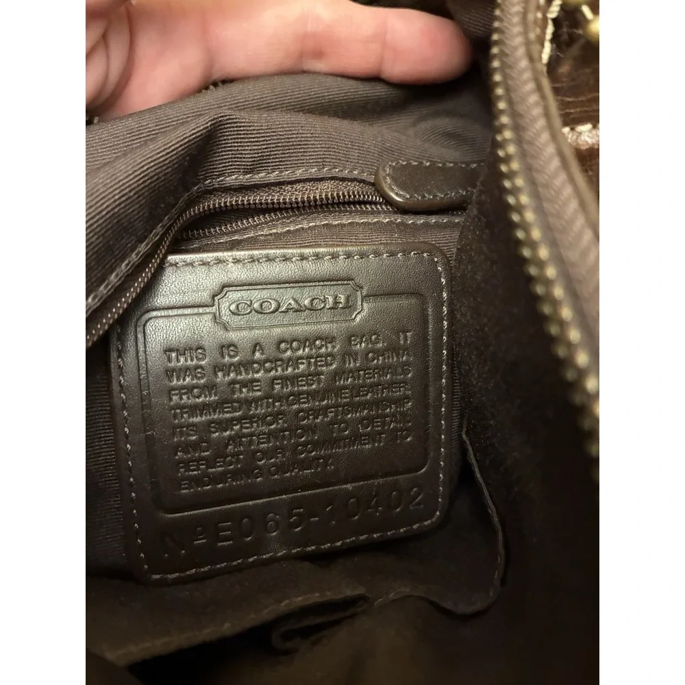 Vintage 90s Coach Crossbody Shoulder Bag Purse Monogram Brown Leather & Canvas